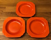 Riviera Ware Homer Laughlin Red Orange Radioactive Art Deco 1930s Bowls Set of 3