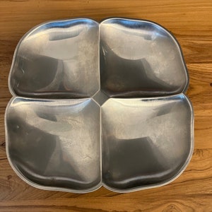 Vintage Mid Century GABIS Sweden Clover 4 Compartment Stainless Tray