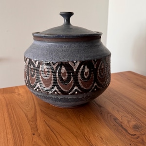 Vintage SKALA Ceramic Lidded Jar Vessel Mid Century Studio Pottery