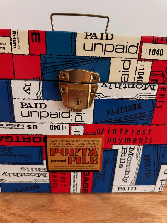 Mid-century PORTA FILE Metal Storage Box With KEY Office Decor