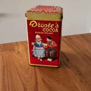 Vintage DROSTE&#39;S COCOA Haarlem-Holland Dutch Processed Tin Can Hot Cocoa Recipe
