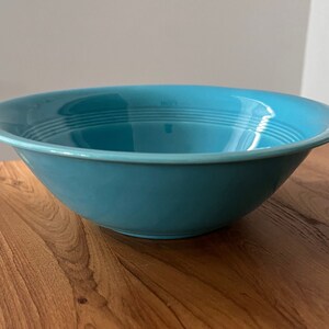 Vintage HARLEQUIN Pottery Turquoise NAPPY Serving Bowl 8 3/4" Ceramic 1940s
