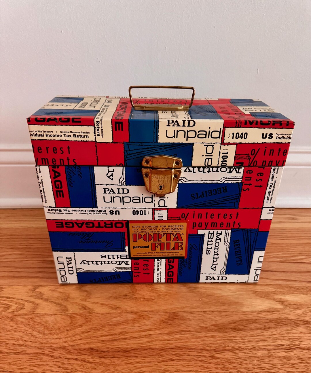 貴重！70's〜80's アメリカアンティークPORTA FILEメタルBOX箱 Mid-century PORTA FILE Metal Storage Box With KEY Office Decor