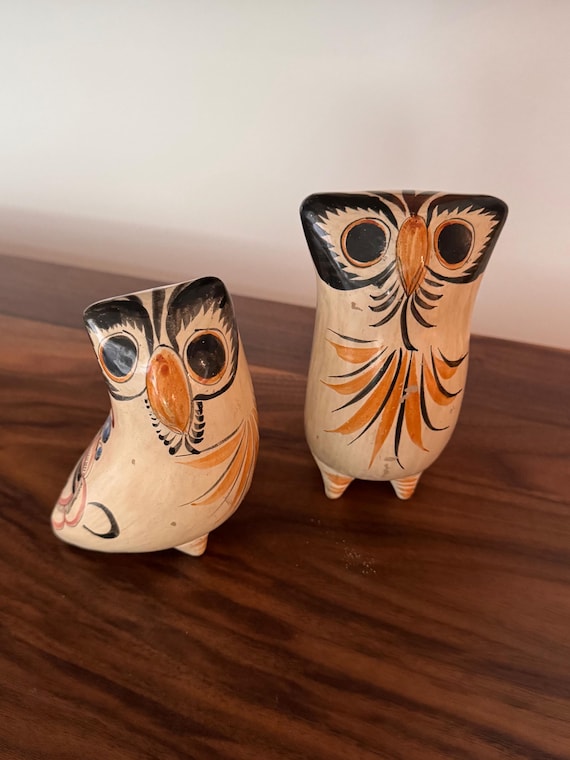 Vintage Ceramic TONALA Mexican Art Pottery OWLS Pair - Etsy