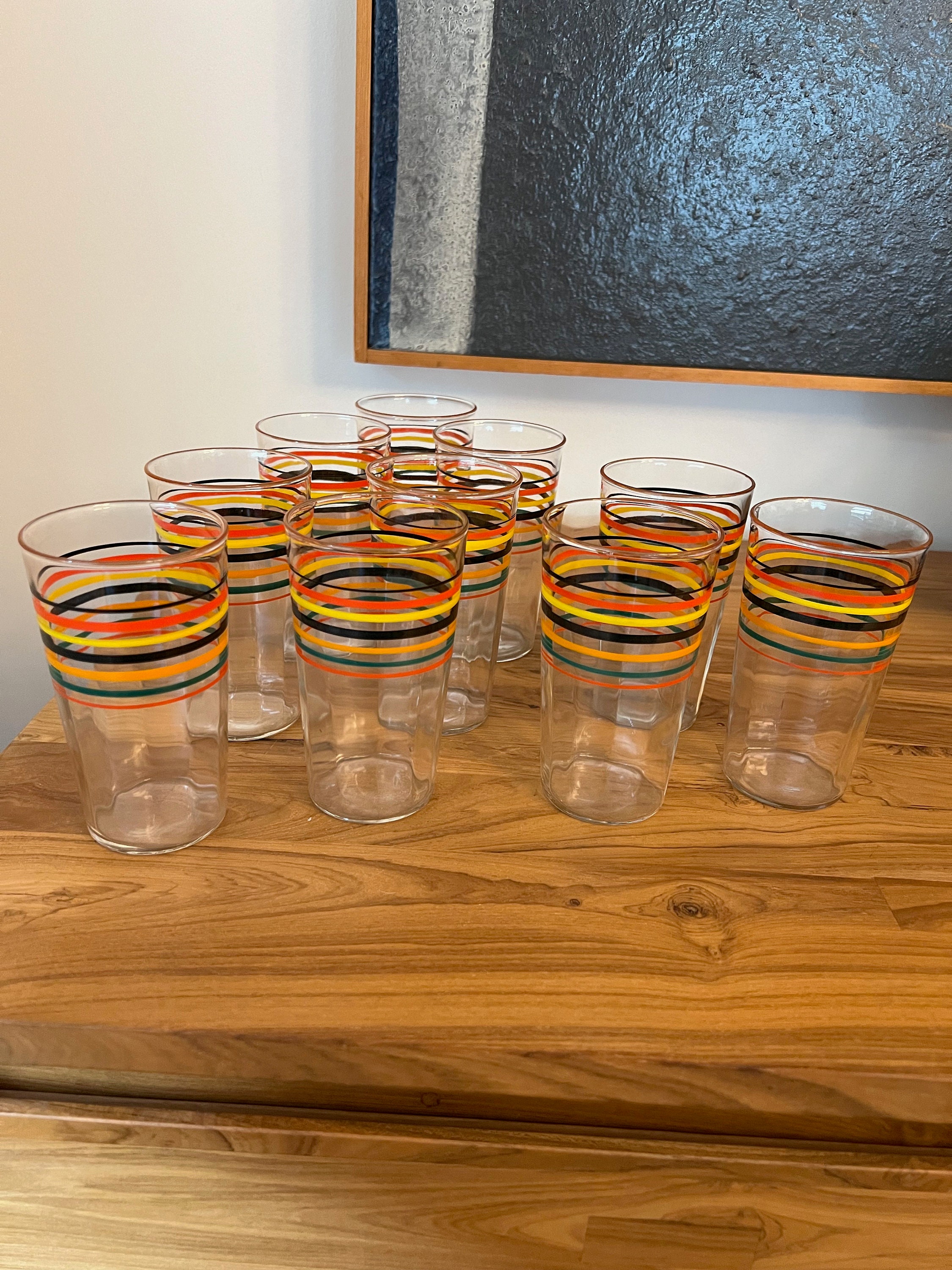 Vintage 10oz Drinking Glasses set of 8 Mixed Drinks,Beverage, Water, Milk,  Juice