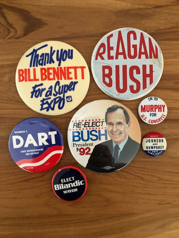 Vintage Lot of Political Pins Buttons Presidentia… - image 1