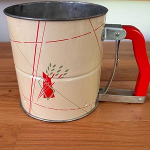 Sifter Colored Vintage 3 Screen FLOUR SIFTER Metal Farmhouse Baking Tool Mid Century ...