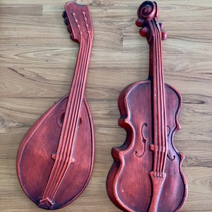 Mid Century ROYAL Metal Wall Hanging GUITAR and MANDOLIN Instruments