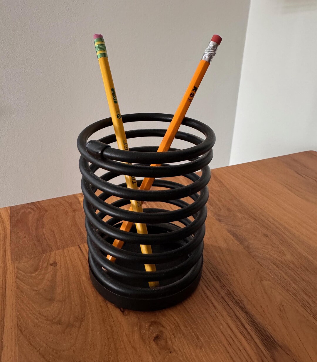 Vintage Black Coil Pencil Holder Desk Organizer 1980's Mod Desk ...