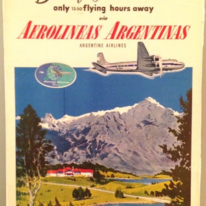 AEROLINEAS ARGENTINAS Cartel de Viaje Original Adolph Treidler Aerolíneas Argentinas
