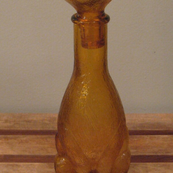 Amber Cat Bottle Vintage Decanter