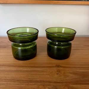 DANSK DESIGNS Denmark IHQ Vintage Green Glass Bulb Bud Vase Pair