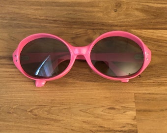 Vintage 1960s French Glam Hot Pink Sunglasses Couture Mod Summer Shades