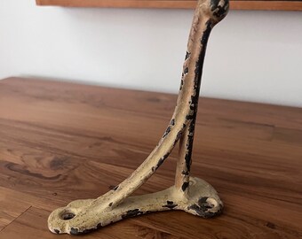 Vintage Farmhouse Industrial Chippy Paint Metal Wall Hook Salvaged Hardware