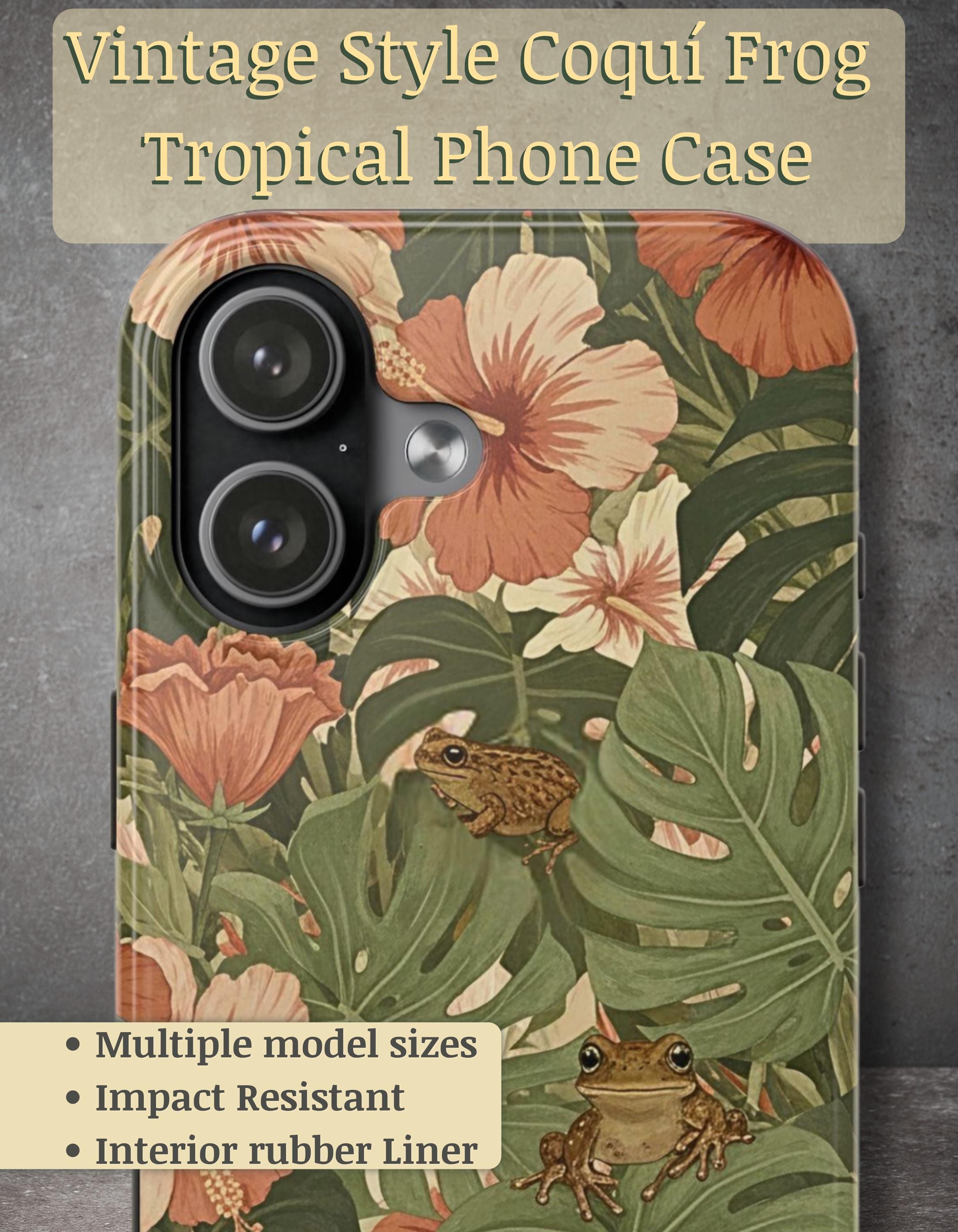 Monstera portoricain vintage | Grenouilles Coqui | Coques de téléphone résistantes | Coque de portable Porto Rico