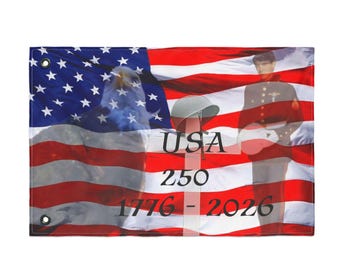 USA 250 American Flag Eagle Soldiers Cross Soldier Double Sided Flag