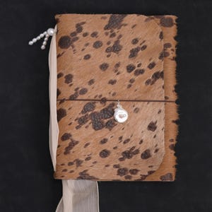 Handmade Spotted Cowhide Leather Hair On Journal, Refillable Notebook Planner, Custom Travelers Notebook - A404