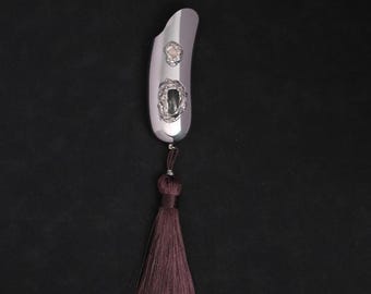 Minimalist Semi-precious Gemstone and Pearl Metal Lighter Case with Tassel - 460