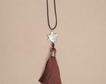 Minimalist Semi-precious Gemstone and Pearl Art Deco Tassel Necklace - 537