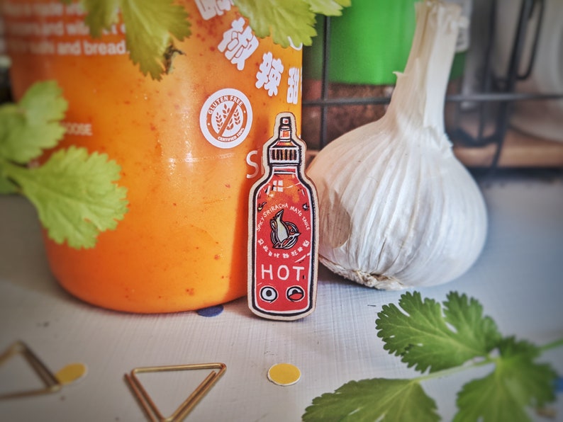 HOT Sauce Sriracha Mayo Wooden Pin image 2