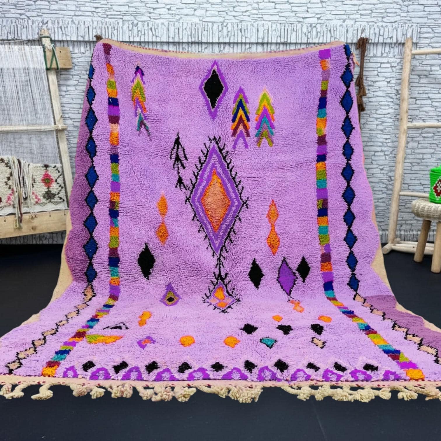 Amazing Multicolored Rug - Custom Fabulous Boujaad Rug - Beni Ourain Rug - Handmade Rug - Moroccan Berber Rug - Traditional Moroccan Carpet