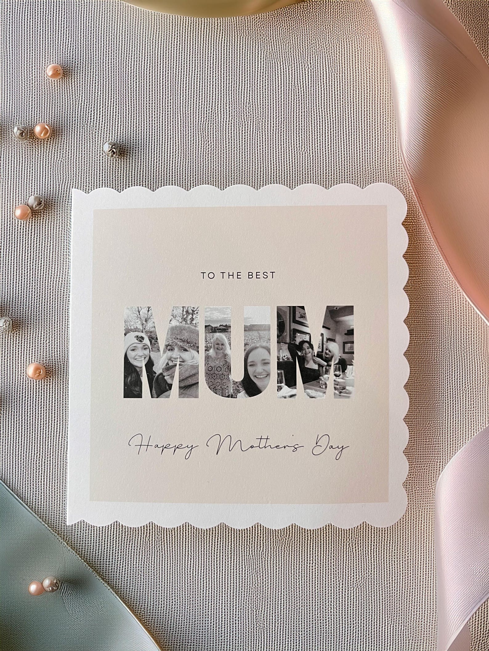 Personalised Mum Photo Letters Mother's Day Card With Scallop Edge ...