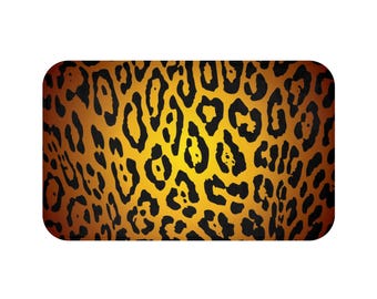 Jaguar Print Bath Mat | Animal Print Floor Mat, Orange Black Pattern