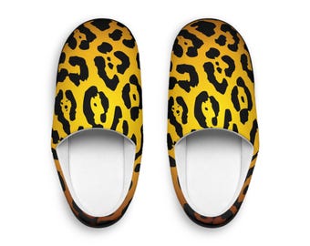Yellow Jaguar Print Indoor Slippers