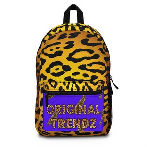 Blue Jaguar Print Original Trendz Backpack | Animal Print School Bag
