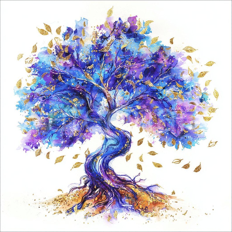 10 Mythical Tree Clipart, Enchanted Tree Print, Printable Watercolor ...