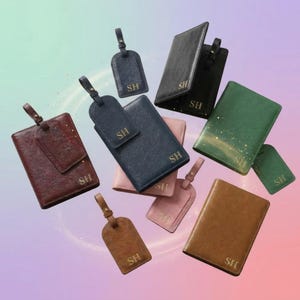 Family Passport Covers, Personalized Saffiano Leather Passport Case & Luggage Tag Set, Honeymoon Couple Set, Engagement Gift, Family Pack