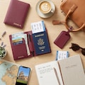 Custom-engraved passport holder with card slots and luggage tag, genuine leather passport cover, engraved passport wallets with luggage tags product logo