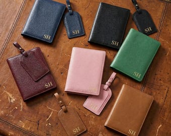 Personalized Vegan Leather Passport Holder & Luggage Tag Set Custom Passport Holder, Engraved Passport Wallet with Luggage Tag, Travel Gifts