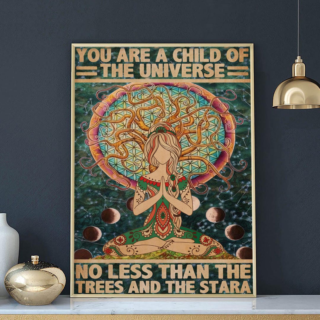 Spiritual Meditation Yoga Canvas Print, Cosmic Tree of Life Wall Art ...
