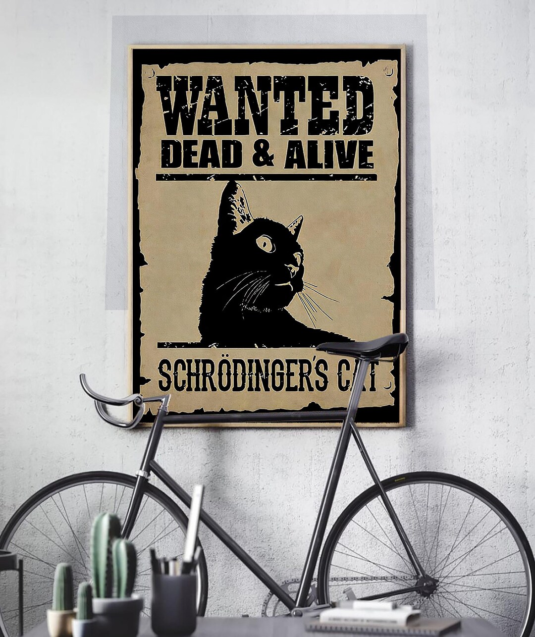 Schrödinger's Cat Wanted Poster Print, Dead or Alive Physics Humor Wall ...