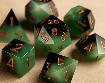 Resin Sharp Edge Dice Set, 7pcs Dungeons and Dragons Dice, Rpg Dnd Dice Gifts, Gaming Lovers Gift