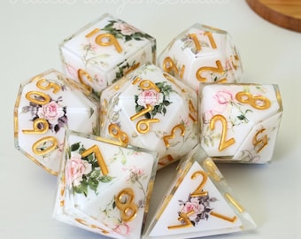 Floral Resin Dice Set: Sharp Edge RPG Dungeons and Dragons Gift