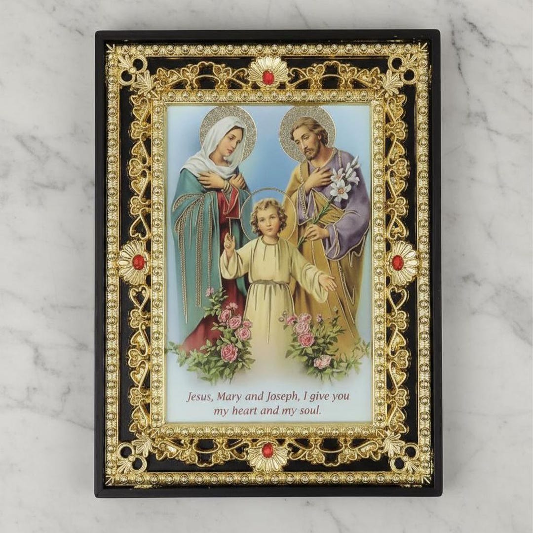 Holy Family Icon With Gold Frame: Christian Religious Art - Etsy