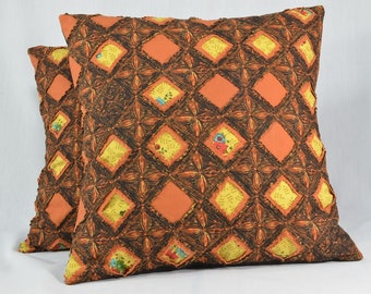 Vintage Style Pillow Cover, Cushion Cover, Vintage Throw Pillow, Home Decor Pillow, Textile Art Pillow - 16" Square Pillow- PC69