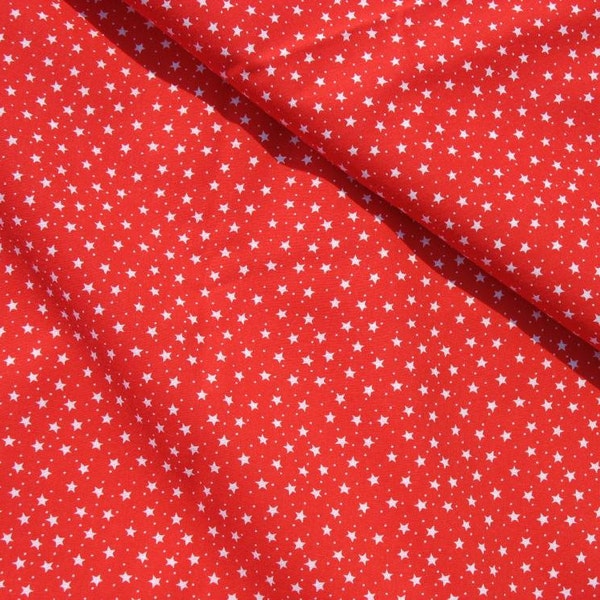 Fabric by the Yard Cotton Fabric White Stars on Red Background Quilt Fabric