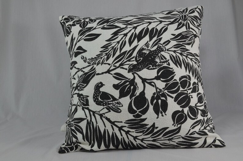 Black and White Pillow Cover, Bird Pillow, Cushion Cover, Boho Pillow, Square Throw Pillow