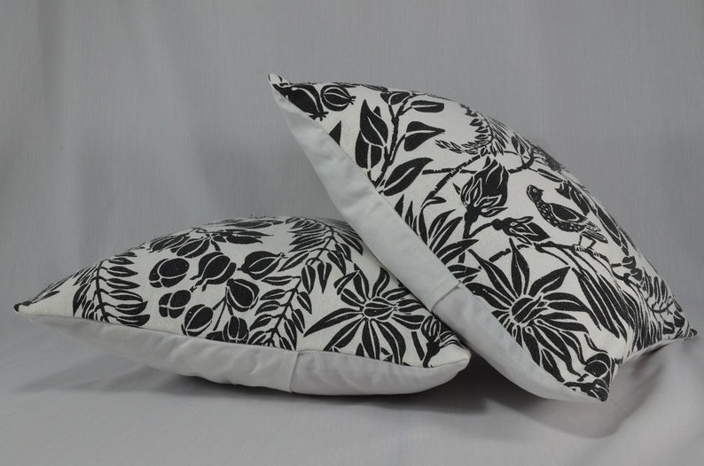 Black and White Pillow Cover, Bird Pillow, Cushion Cover, Boho Pillow, Square Throw Pillow