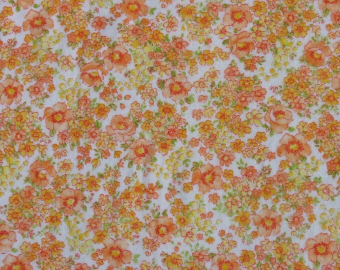 Vintage Flannel Fabric Floral Fabric Orange Floral Flowers - Etsy
