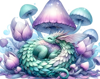 Mystical Petal Dragon Clipart-bundel: Floral Fantasy JPG's (digitale download)