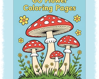 Adult Coloring Book, 60 Flower Coloring Pages for Adults & Kids, Relaxing Floral Coloring Drawings, Mindfulness Coloring Sheets