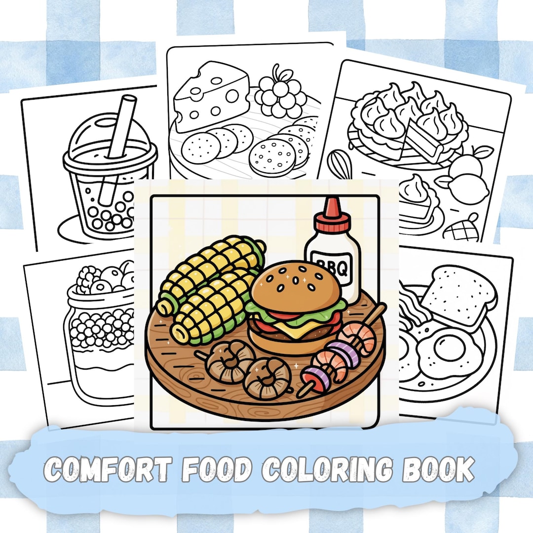 Comfort Coloring Pags Comfort Food Coloring Book | 40 Bold and Easy Coloring Pages | Cute ...
