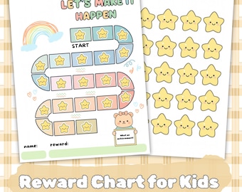 Reward Chart for Kids, Printable Star Chart for Toddlers, Cute Behavior Chart & Chore Tracker, Printable Kids Chart