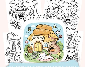 Cozy Place Coloring Book, Kawaii Aesthetic (Digital Download)