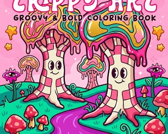 Libro para colorear Trippy Art Groovy & Bold / 100 lindas páginas para colorear retro para adultos y niños / Descarga digital
