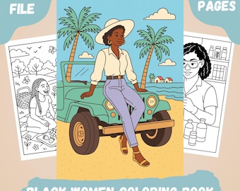 Black Women Coloring Book, 60 Printable Coloring Pages For Teens and Adults, Self Care & Relaxation, Black Girl Magic Art, Digital Download